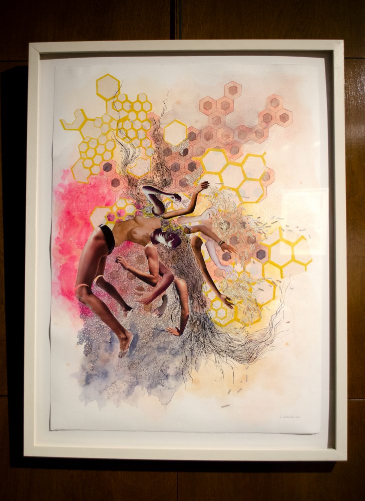 Sometimes My Arms Bend Back, 2012, Installation View, Mixed Media on Paper, 30 x 22 inches